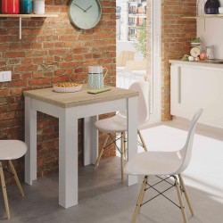 Mesa extensível LIVRE (67-134 cm) - Branco e Carvalho