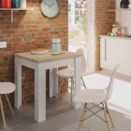 Mesa extensível LIVRE (67-134 cm) - Branco e Carvalho