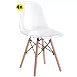 Pack of 4 TOWER Dining chairs (Transparent) - Chair Packs