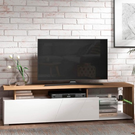 Móvel TV ARCTIC - Branco e carvalho