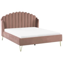 Cama de casal CAMILLE - rosa (veludo)