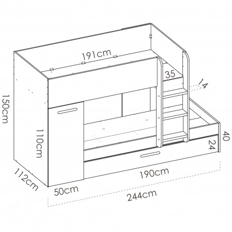 3 Overlay Beds with JERRY Cabinet - Camas Juvenis