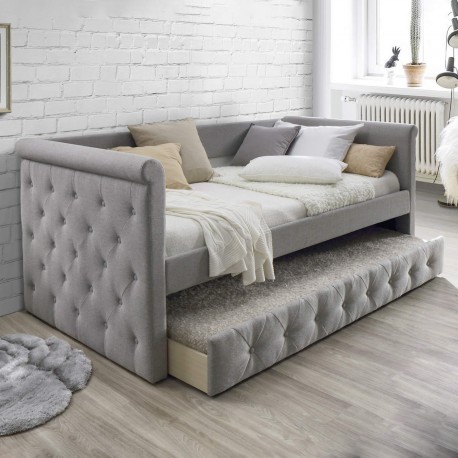 Double bed pack with castors TANIA + 2 SPRING ROLLER mattresses 90x190cm - Packs de Camas Juvenis