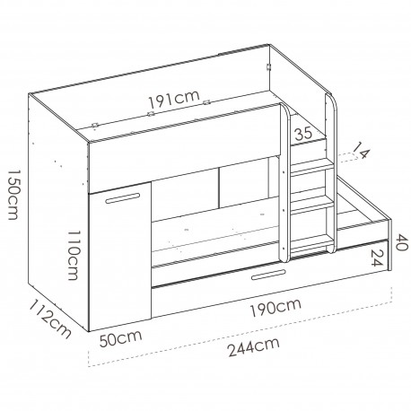 3 Overlay Beds with JERRY Cabinet - Camas Juvenis