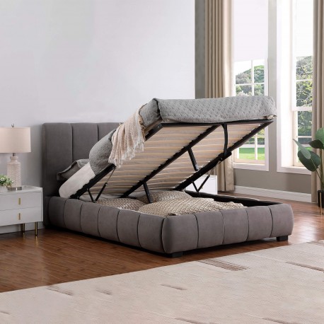 Pack cama ALBERTO II 140x190cm (cinzento claro) + colchão PRESTIGE - Packs Camas de Casal