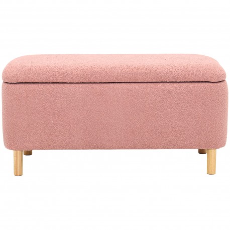 Banqueta FLUFFY com baú - Rosa velho