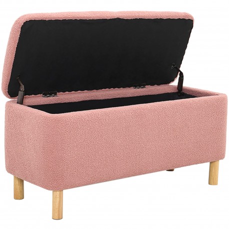 Banqueta FLUFFY com baú - Rosa velho