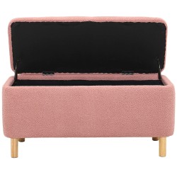 Banqueta FLUFFY com baú - Rosa velho