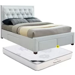 Pack cama BIA 160x200cm (branco) + colchão NEW PALACIO - Packs Camas de Casal