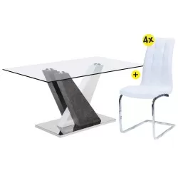 Pack mesa PATRICIO II + 4 cadeiras LUCAS II (branco) - Conjuntos de Mesas e Cadeiras