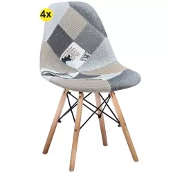 Pack 4 cadeiras FESTA (patchwork cinza) - Packs de Cadeiras