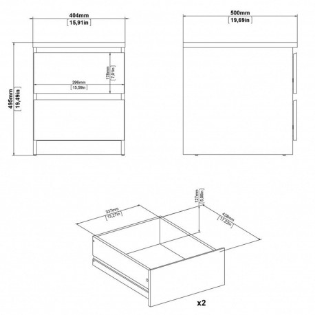 Pack 2 Mesas de Cabeceira de 2G NEW MATRIX SHINY - Bedside Tables