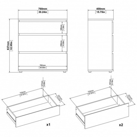 Cómoda NEW MATRIX 3 gavetas - Storage furniture