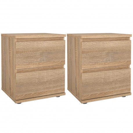 Pack 2 mesas de cabeceira NEW MATRIX 2 gavetas (carvalho) - Storage furniture