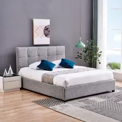 Pack cama LONDON 160x200cm (cinza claro) + colchão SPRING ROLLER - Home