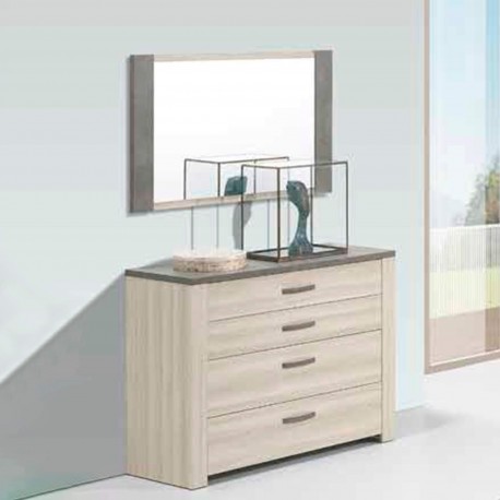 Espelho de quarto ESTORIL - carvalho e cinza