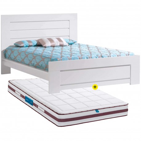Pack cama FLORENCA 150x200cm (branca) + colchão ZURIQUE 150x195cm - Packs Camas de Casal