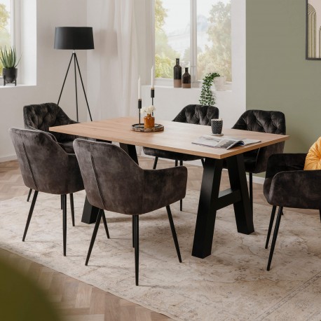 Mesa extensível GRANADA (157-234cm) - Carvalho Artesanato e Preto