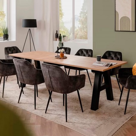 Mesa extensível GRANADA (157-234cm) - Carvalho Artesanato e Preto