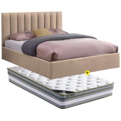 Pack Double bed AUSSIE II (Beige) + Mattress _ - Packs Double Beds