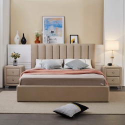 Pack Double bed AUSSIE II (Beige) + mattress PRESTIGE 160x200cm - Packs Double Beds