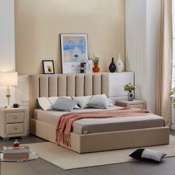 Pack Double bed AUSSIE II (Beige) + Mattress _ - Packs Double Beds