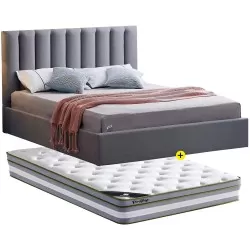 Pack cama AUSSIE II (cinza) + colchão PRESTIGE 160x200cm - Packs Camas de Casal