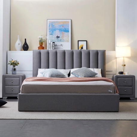 Pack Cama AUSSIE II 140x190cm Cinza + Col UNIVERS - Packs Double Beds