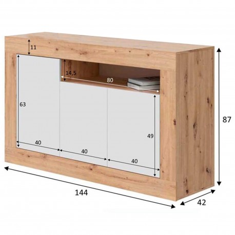 Aparador MOSS - carvalho e branco Aparador MOSS - carvalho e branco