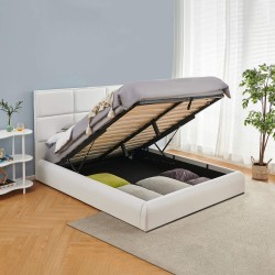 Pack Double Bed Elevatory AVENTURIA (White) + Mattress _ - Packs Double Beds