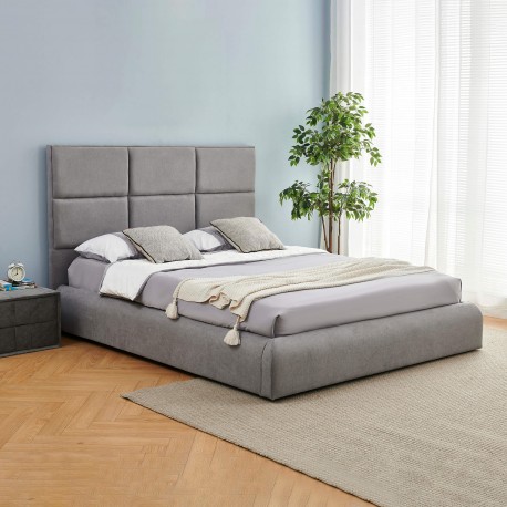 Pack Double Bed Elevatory AVENTURIA (Cinza) + Mattress NEW PALACIO 140x190cm - Packs Double Beds