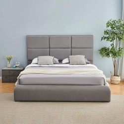 Pack Double Bed Elevatory AVENTURIA (Cinza) + Mattress NEW PALACIO 140x190cm - Packs Double Beds