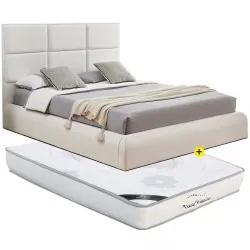 Pack cama AVENTURIA 160x200cm (branco) + colchão NEW PALÁCIO - Packs Camas de Casal