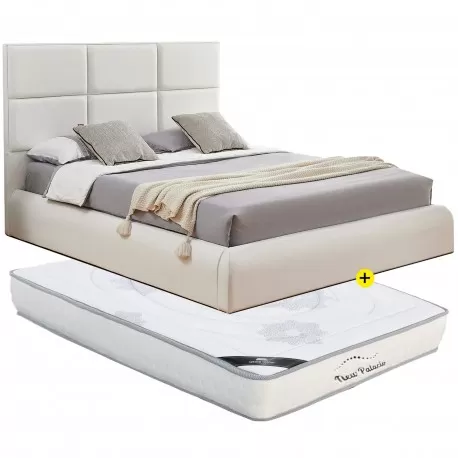 Pack cama AVENTURIA 160x200cm (branco) + colchão NEW PALÁCIO - Packs Camas de Casal