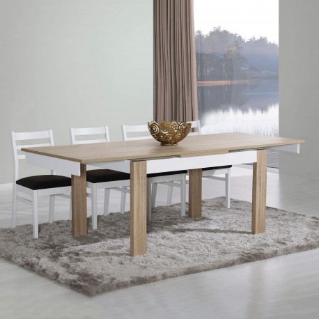 Mesa extensível PARIS (140-230cm) - Carvalho Natura e Branco