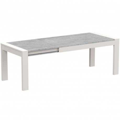 Mesa de Jantar Extensível MADRID (160-230 cm) - Branco e Stone