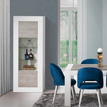 Vitrine MADRID com 1 porta - branco e stone Vitrine MADRID com 1 porta - branco e stone