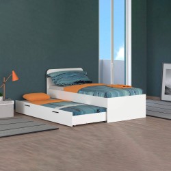 Cama individual ORFELIN com gavetão branco