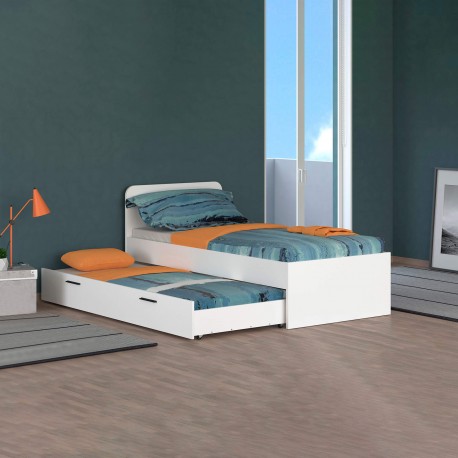 Cama individual ORFELIN com gavetão branco