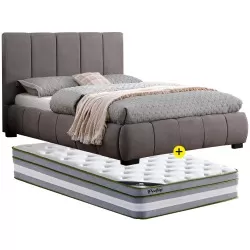 Pack cama ALBERTO 180x200cm (cinzento) + colchão PRESTIGE - Packs Camas de Casal