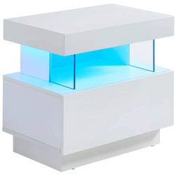 Mesa de cabeceira SAMMY com LED - branco brilho