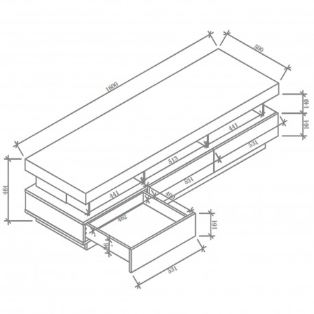 Móvel TV com LED SAMMY 160cm - TV furniture and shelves