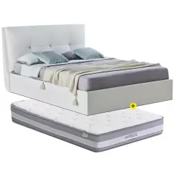 Pack cama RICARDO 160x200cm (branco) + colchão MARQUIS - Packs Camas de Casal