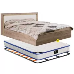 ASTOR Double Bed Pack with LED Light + Stretch + Mattress SPRING ROLLER 160x200cm - Packs Double Beds