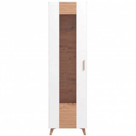 Vitrine BRETAGNA - Carvalho Artesanato e Branco Brilho