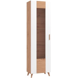 Vitrine BRETAGNA - Carvalho Artesanato e Branco Brilho