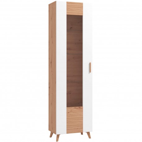 Vitrine BRETAGNA - Carvalho Artesanato e Branco Brilho