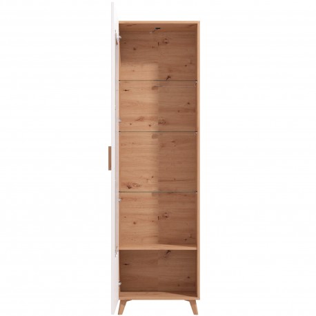 Vitrine BRETAGNA - Carvalho Artesanato e Branco Brilho