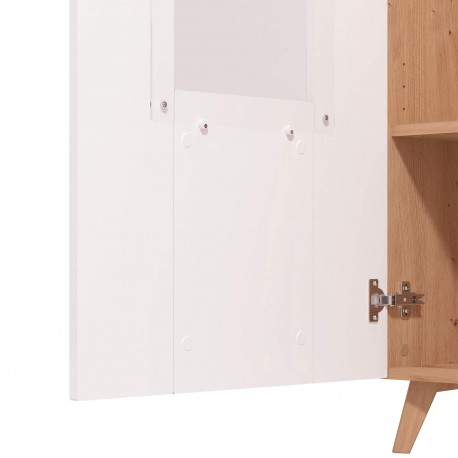 Vitrine BRETAGNA - Carvalho Artesanato e Branco Brilho