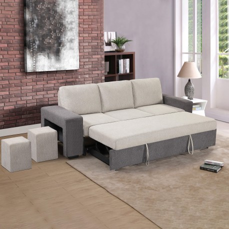 Sofá 3 lugares SUSAN II - cinza e bege Sofá 3 lugares SUSAN II - cinza e bege